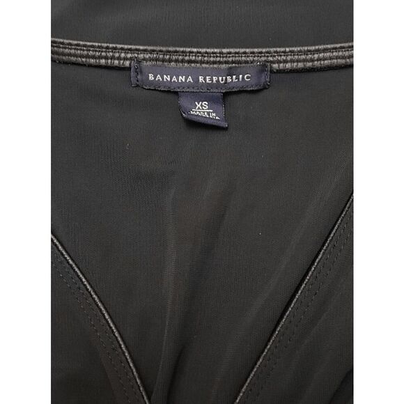 BANANA REPUBLIC Black Stretch Long Sleeve Belted Wrap Dress Size XS - Picture 6 of 15